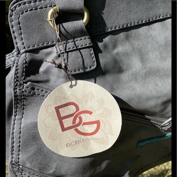 BCBG Generation’s Gorgeous Gray & Turquoise Faux Leather Satchel - Picture 11 of 12